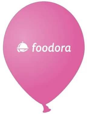 Rosa logoballong med Foodora-trykk