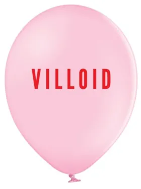 Rosa logoballong med Villoid-trykk