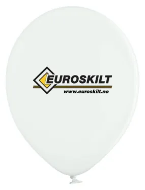 Hvit logoballong med Euroskilt-trykk