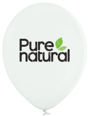 Hvit logoballong med Pure Natural-trykk