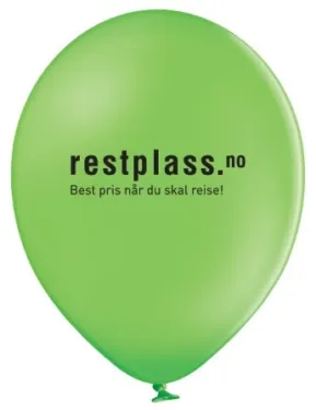 Grønn logoballong med Restplass.no-trykk