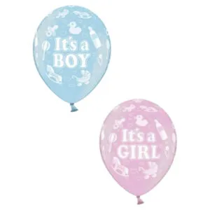 Lateksballong: "It's a Boy / Girl" - 30cm - Blå / Rosa (Pastel) - Per stk - Gutt