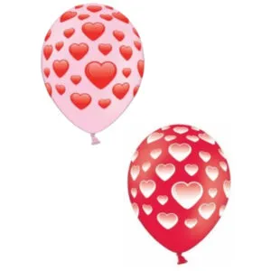 Lateksballonger (50stk): Hjerter - 30cm - Flere farger - Rød