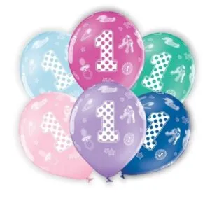 Lateksballong: "1" med motiver - Flere farger - 30cm - Per stk