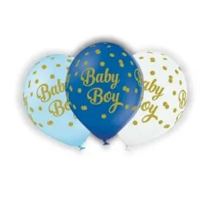 Lateksballong: "Baby Boy" med prikker - Flere farger - 30cm - Per stk