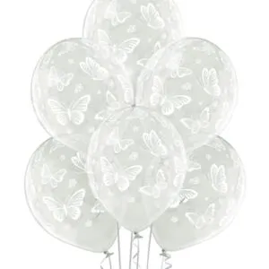 Lateksballong: Sommerfugler - 30cm - Crystal - Per stk