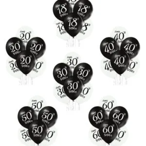 Lateksballonger (6stk): "Happy Birthday" - Ulike tall - 30cm - 20
