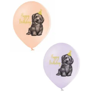 Lateksballong: Happy Birthday & Hund - Flere farger - 30cm - Per stk