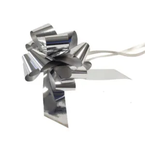 Sløyfe / Pull Bow: Metallic Sølv - 50mm