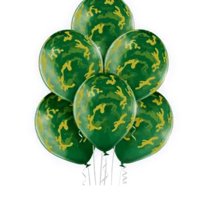 Lateksballonger (6stk): Kamuflasje - 30cm - Grønn Crystal