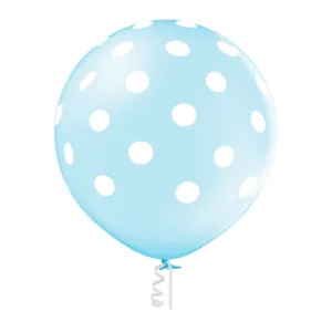 Lateksballong: Polka Dots / Prikker - 60cm - Sky Blue (Crystal)