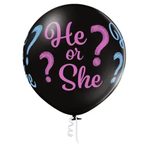 Lateksballong: "He or She?" - 60cm - Svart (Pastel)