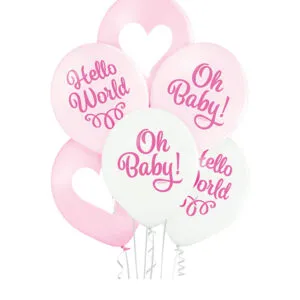 Lateksballonger (50stk): "Oh Baby" & "Hello World" - Flere farger - 30cm - White (Pastel) Pink (Pastel) Soft Pink (Pastel)