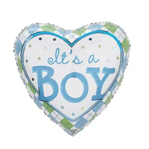 Folieballong: "It's a Boy" - Hjerteformet - 43cm