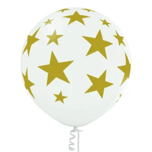 Lateksballonger (2stk): Stjerner - 60cm - Hvit (Pastel)