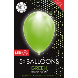 Lateksballonger (5stk): LED/LYS Ballonger - Flere farger - 30cm - Grønn