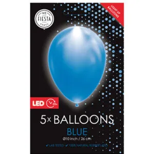 Lateksballonger (5stk): LED/LYS Ballonger - Flere farger - 30cm - Blå