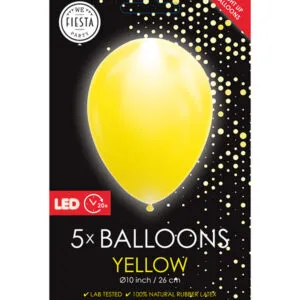 Lateksballonger (5stk): LED/LYS Ballonger - Flere farger - 30cm - Gul