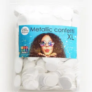 Konfetti: Metallic rund 23mm - 15gram - Flere farger - Hvit
