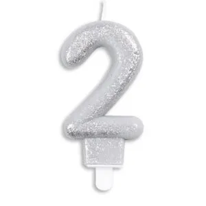 Kakelys / Tallys: Sølv & Glitter - Ulike tall - 7cm - 2