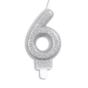 Kakelys / Tallys: Sølv & Glitter - Ulike tall - 7cm - 6