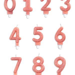 Kakelys / Tallys: Rosegull & Glitter - Ulike tall - 7cm