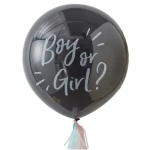 Lateksballong: "Boy or Girl?" med tassels & konfetti - 90cm