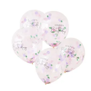 Konfettiballonger (5stk): Blomster Konfetti - 30cm