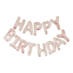 Folieballong / Ballongbanner: "Happy Birthday" - Rosegull