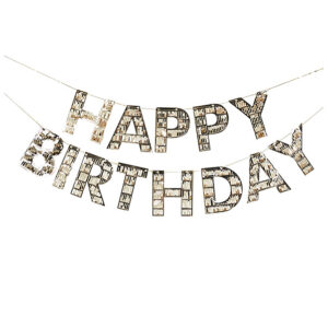 Banner / Girlander: "Happy Birthday" - Gull - 3m