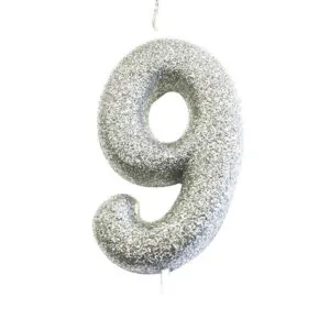 Kakelys / Tallys: Ulike tall - Sølv - 7cm - 9