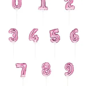 Kaketopp: Ulike tall - Rosa - 13cm