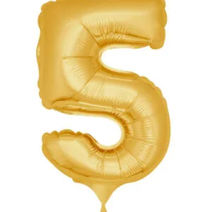 Folieballong / Tallballong: "5" - Gull - 86cm