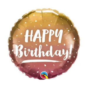 Folieballong: "Happy Birthday" - Rosegull (Ombre) - 43cm