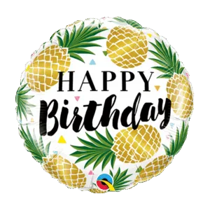 Folieballong: "Happy Birthday" - Ananas - 46cm