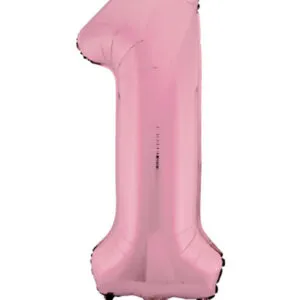 Folieballong / Tallballong: "1" - Lys Rosa - 86cm