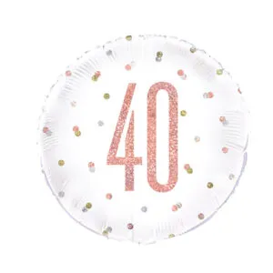Folieballong: Ulike Tall - Rosegull & Hvit med Prikker - 45cm - 40