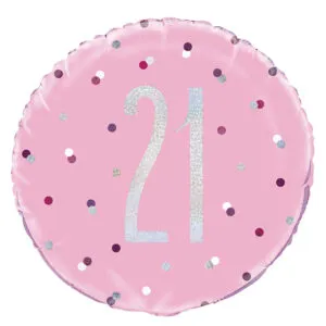 Folieballong: Ulike tall - Rosa & Sølv med Prikker - 45cm - 21
