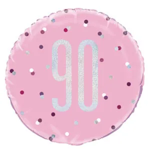 Folieballong: Ulike tall - Rosa & Sølv med Prikker - 45cm - 90
