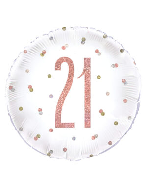 Folieballong: Ulike Tall - Rosegull & Hvit med Prikker - 45cm - 21