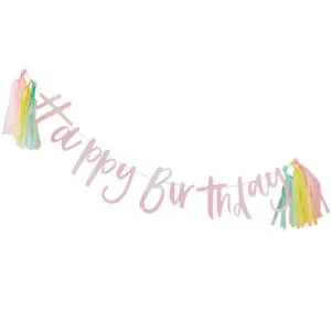 Banner / Girlander & Tassels: "Happy Birthday" - Fargerik - 2m