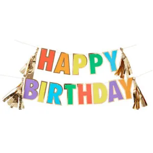 Banner / Girlander & Tassels: "Happy Birthday" - Fargerik - 3m