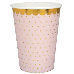 Kopper (10stk): Flere farger - Gullprikker - 9,7cm - Rosa