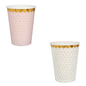 Kopper (10stk): Flere farger - Gullprikker - 9,7cm