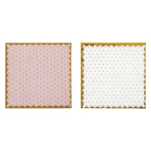 Servietter (20stk): Flere farger - Gullprikker og bord - 12,5cm