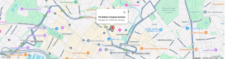 Kart som viser The Balloon Company i Gunerius, Storgata 32