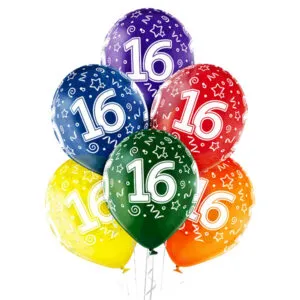 Ballongbukett: Tall Regnbue - "16" - Medium