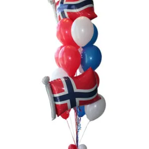 Ballongbukett: 17. mai - Rødt hvitt & Blått