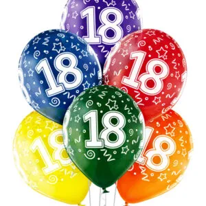Ballongbukett: Tall Regnbue - "18" - Large