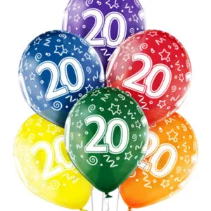 Ballongbukett: Tall Regnbue - "20" - Large